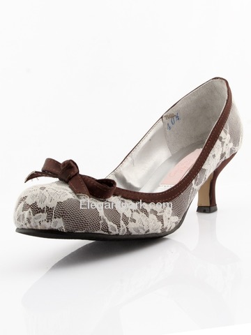 Elegantpark Pretty Satin Round Toes Kitten Heel Evening Shoes (100120/9)