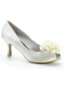 Elegantpark Pumps Satin Flower Peep Toe Bridal Shoes