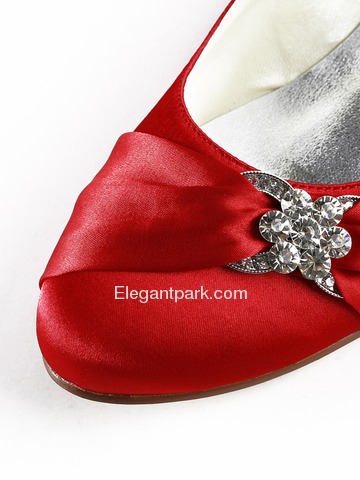 Elegantpark Red Almond Toe Flat Satin Bowknot Wedding Evening & Party Shoes (EP2006)