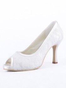 Elegantpark Satin Peep Toe Cone Heel Wedding Bridal & Evening Shoe