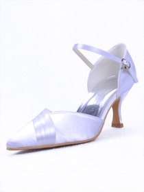 Elegantpark Pointy Toes Stiletto Heel Satin Evening Shoes