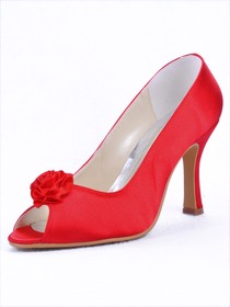 Elegantpark Peep Toe Flower Stiletto Heel Bridal & Evening Shoes