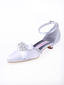 Elegantpark Satin Pointy Toes With Bowknot Wedding Bridal Shoes