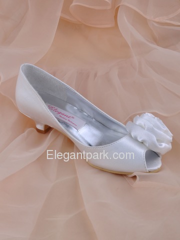 Elegantpark Red Peep Toe Satin Flower Wedding Bridal Shoes (More Colors Available) (EL10024)