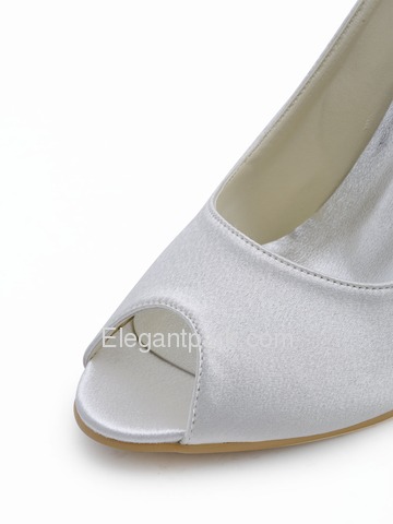 Elegantpark White Peep Toe Stiletto Heel Satin Wedding Pumps Shoes (EP11017)