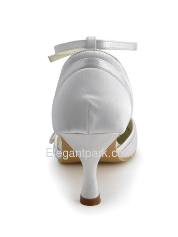 Elegantpark Ivory Satin Closed Toe Stiletto Heel Evening Party Shoes (R001)