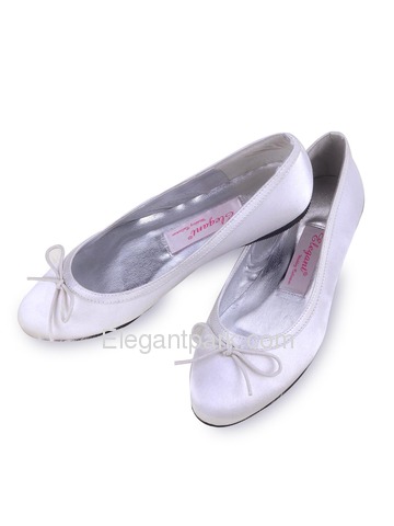 Elegantpark White Almond Toe Satin Bowknot Wedding Evening Party Shoes (EP11103)