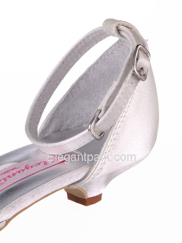 Elegantpark Ivory Pointy Toe Rhinestone Low Heel Satin Wedding Bridal Evening Party Shoes (A670L)