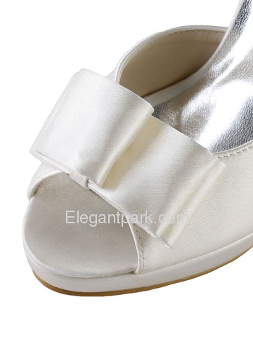 Elegantpark Peep Toe Stiletto Heel Platform Satin Bowknot Evening Party Shoes (EP2049-PF)