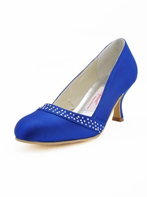 Elegantpark Blue Modern Rhinestone Stiletto Heel Satin Evening Party Prom Shoes