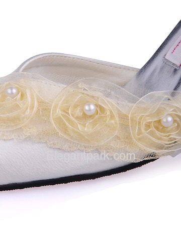 Elegantpark Satin Upper Pointy Toe Stiletto Heel With Buckle Trendy Bridal Shoes (AF006)