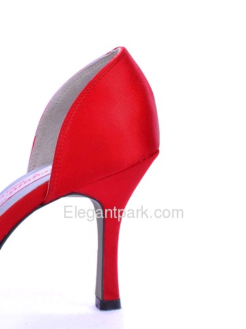 Elegantpark Red Elegant Satin Open Toe Stiletto Heel Evening Shoes (MM-009D)