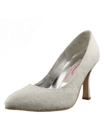 Elegant Low Heel Satin Lace Bridal Shoes (AJ002)