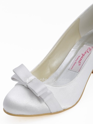 Elegantpark Round Toes Bowknot Stiletto Heel Satin Bridal Shoes (EP11019)
