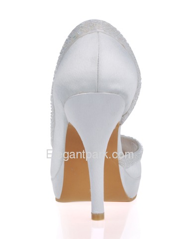 Elegantpark White Elegant Platforms Stiletto Heel Satin Shoes (EL-005-PF)