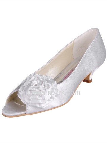 Elegantpark Red Peep Toe Satin Flower Wedding Bridal Shoes (More Colors Available) (EL10024)