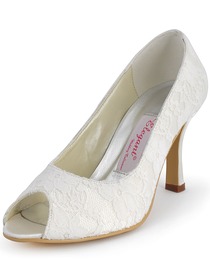Elegantpark Peep Toe Lace Stiletto Heel Bridal Shoes