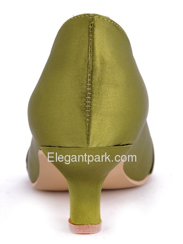 Elegantpark Peep Toe Satin Spool Heel Wedding Bridal Shoes (More Colors Available) (EL10006)