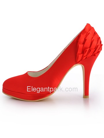 Elegantpark Red Satin Pointy Toes Stiletto Heel Party Shoes (EP11006-PF)