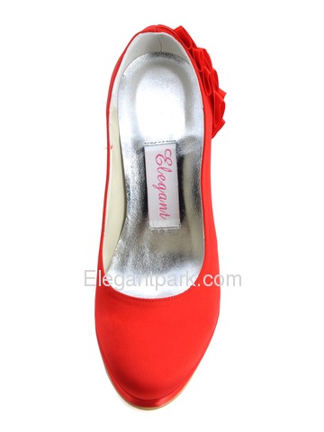 Elegantpark Red Satin Pointy Toes Stiletto Heel Party Shoes (EP11006-PF)