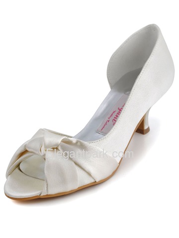 Elegantpark Ivory Satin Bowknot Low Heel Wedding/Evening Shoes (1201D)