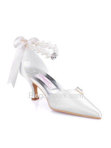 Elegantpark Satin Pointy Toe Spool Heel Wedding Bridal & Evening Shoe (A0509)