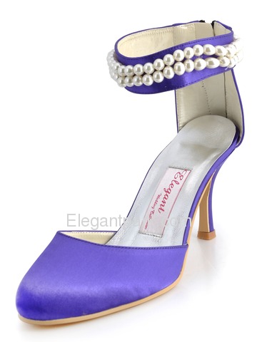 Elegantpark Champagne Satin Closed Toe Stiletto Heel Bridal Evening Shoes (AJ3065)
