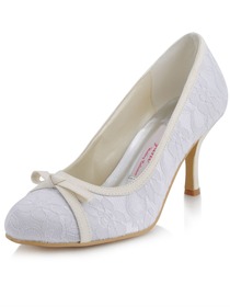 Elegantpark Modern Satin Lace Stiletto Heel Bridal Wedding Shoes