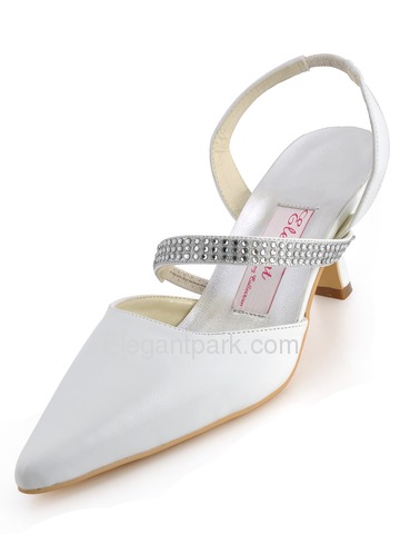 Elegant Satin Upper Stiletto Heel Rhinestones Wedding/Evening Shoes (MC-010D)