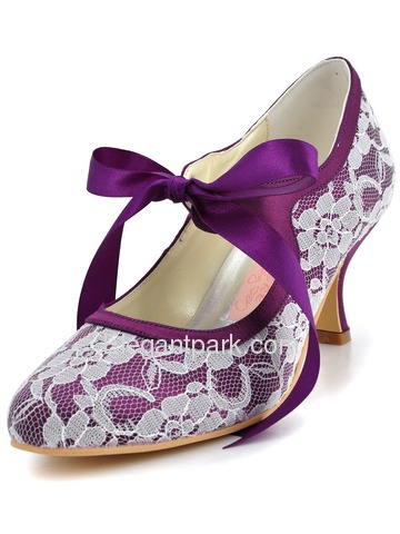 Elegantpark White Almond Toe Stiletto Heel Lace Bridal Wedding Party Shoes (A3039)