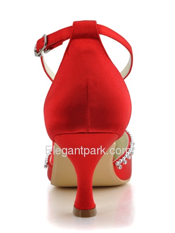 Elegantpark Red Pointy Toes Stiletto Heel Satin Wedding Bridal Shoes (EL-010)