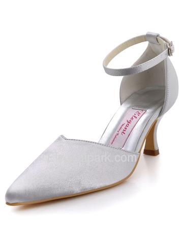 Elegantpark Pointy Toes Spool Heel Bowknot Satin Bridal Pumps Shoes (EP11025)