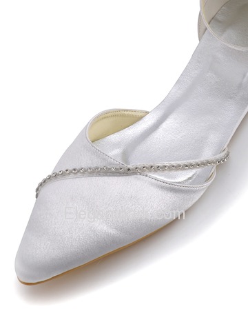 Elegantpark Strappy Pointy Toes Low Heel Beading Buckle Comfortable Bridal Shoes (A670)