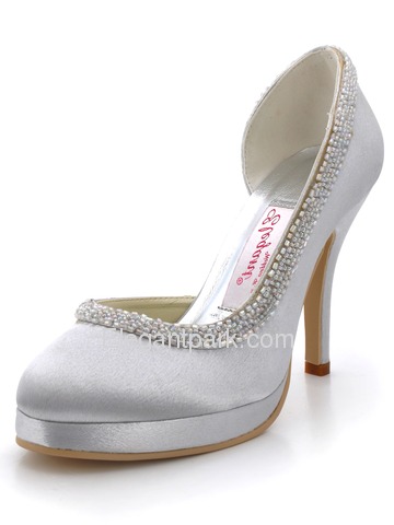Elegantpark Almond Toe Modern Satin Beading Platforms Wedding Evening Party Shoes (EL-005C-PF)
