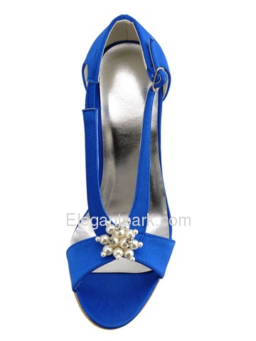 Elegantpark Blue Open Toe Stiletto Heel Satin Wedding Evening Party Shoes (0502D)