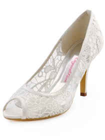 Elegantpark 2014 Fashion Ivory Women Peep Toe Cut-out High Heel Lace Wedding Shoes