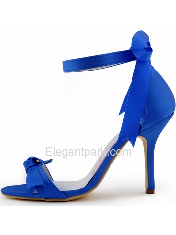Elegantpark 2014 New Blue Open Toe Bow Ribbon Stiletto Heel Satin Evening Party Sandals (HP1405)