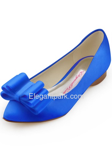 Elegantpark 2014 New Fashion Pointed Toe 3D Bows Satin Wedding Flats (FC1406)