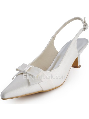 Elegantpark White Low Heel Satin Bridal Shoes (EL-043B)