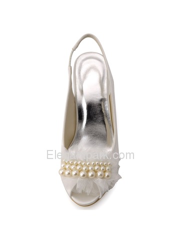 Satin Slingpumps Hochzeit/Abend Schuhe mit Perle (HP1419)