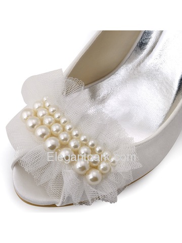 Satin Slingpumps Hochzeit/Abend Schuhe mit Perle (HP1419)