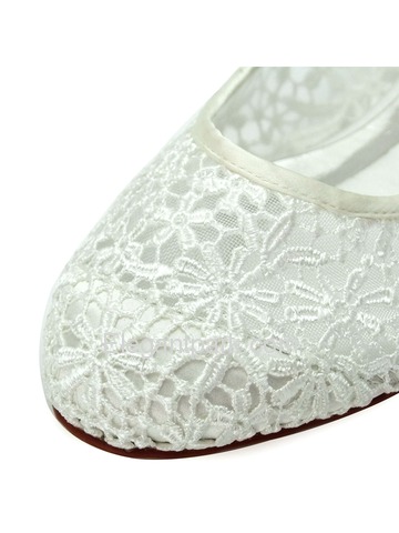 Elegantpark New Ivory Lace Flower Satin Closed Toe Flats Wedding Party Shoes (FC1506)