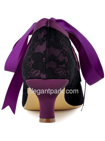 Elegantpark Black Peep Toe Ribbon Tie Women Lace Prom Shoes (HP1522)