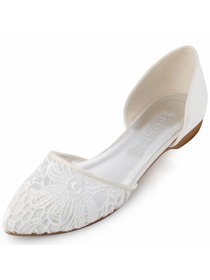 New 2015 ElegantPark Women's Pointy Toe Satin Lace Fat Bridal Wedding Shoes