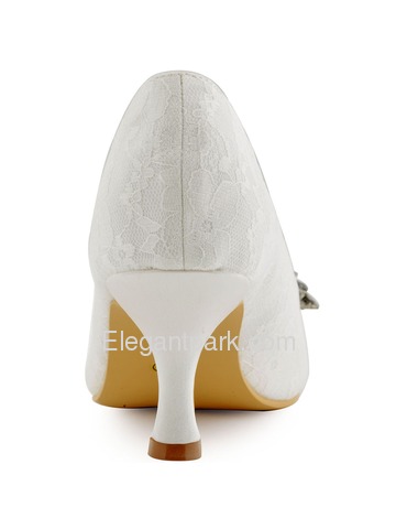 ElegantPark Women Peep Toe Rhinestones Mid Heel Satin Wedding Bridal Shoes (HP1539)