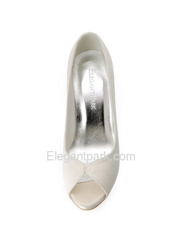ElegantPark Peep Toe High Heel Platform Women Ivory Satin Wedding Bridal Shoes (HP1563I)