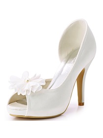 ElegantPark Women Peep Toe High Heel Platform Removable Flower Shoe Clips Wedding Party Shoes
