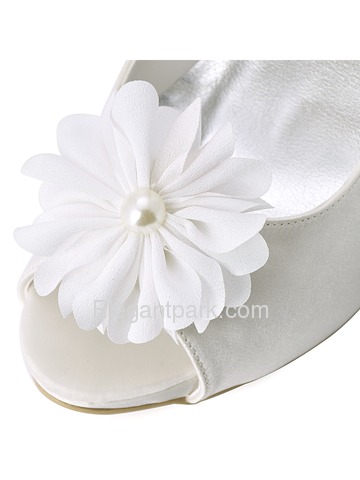 ElegantPark Women Peep Toe Stiletto Heel Removable Flower Pearls Shoe Clips Wedding Bridal Pumps (HP1561IAI)