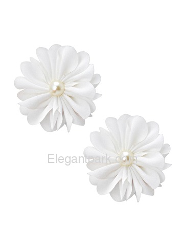 ElegantPark AI01 Women Wedding Accessories White Flowers Bridal Shoes Clips Two Pieces