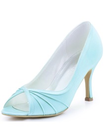 ElegantPark Women Evening Pumps Peep Toe High Heel Satin Wedding Bridal Shoes